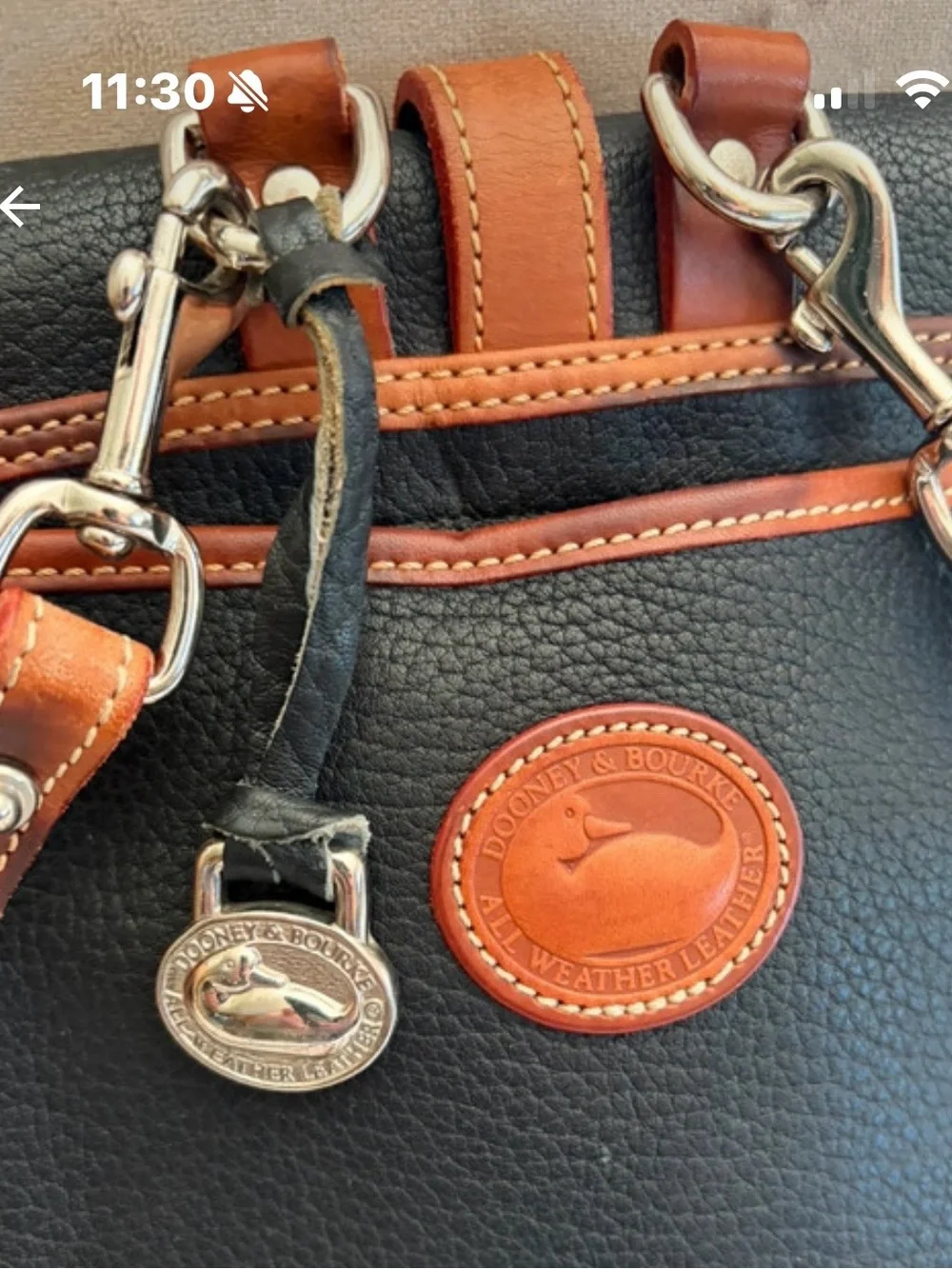 Vintage Dooney & Bourke All-Weather Leather Backpack Blk/British Tan Crossbody